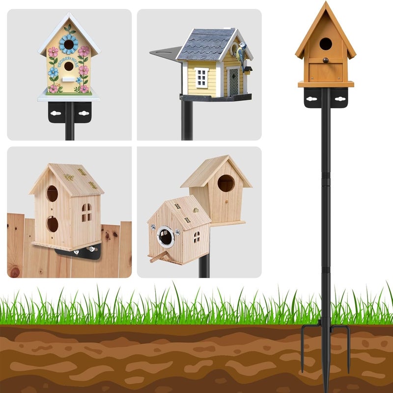 AHRLHR 1 Pack 60 inch Adjustable Bird Feeder Pole,Bird House Pole Suitable for Feeders & BirdHouse,Weather Station,Heavy-Duty Rustproof Design,Enhance Outdoor Decor & Birdwatching Experience (1 PACK 60 inch) - Image 1